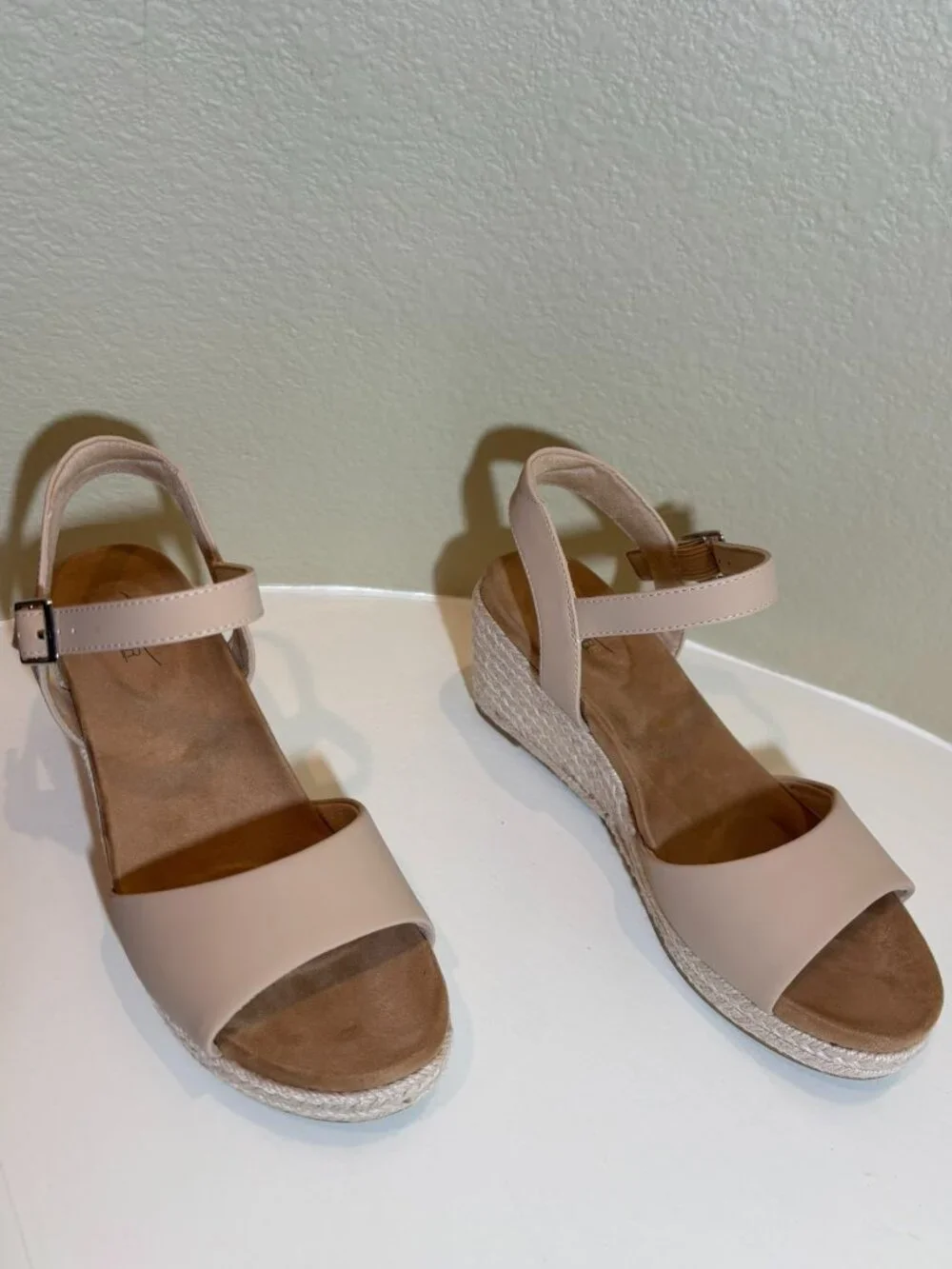 Shibever Women's Tan Espadrille Wedge Sandals, 3